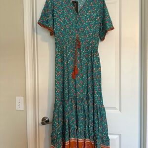 Floral Teal Maxi Dress